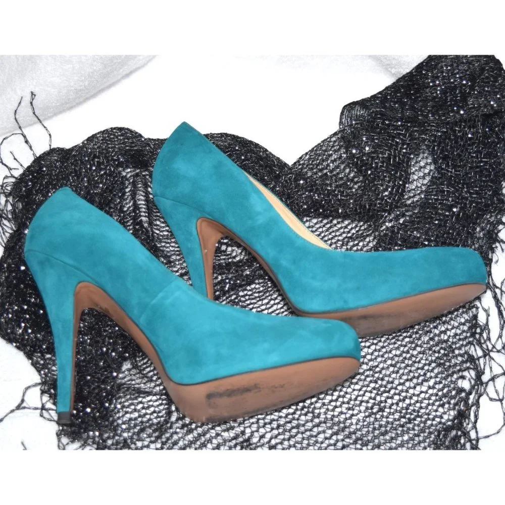 Talbots Teal Suede Stilletto Heels size 10 - Picture 3 of 5